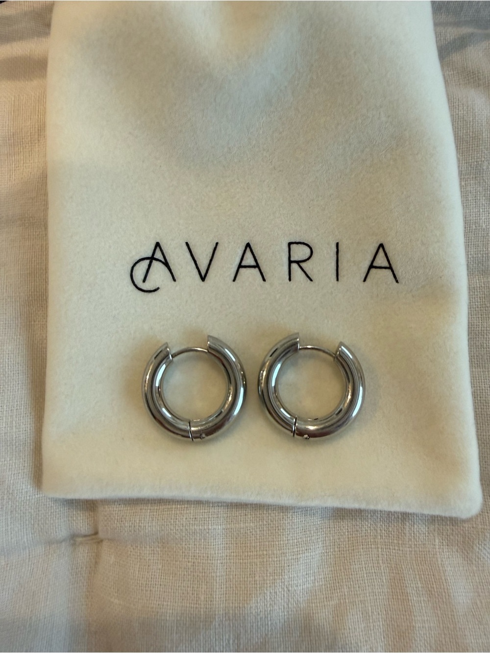 Avaria Waterproof Silver Bold Round Hoops